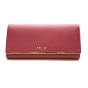 PRADA プラダ 1MH132 サフィアーノ 長財布 定期入れ パスケース付き ピンク PEONIA 二つ折り Wホック レザー レディース 管理RY23004336