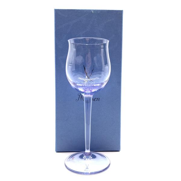 マイセン 未使用 MEISSEN マイセン グラス 波の戯れ 赤 ワイングラス バイオレット 紫 パープル 酒器 食器 カリガラス 箱付き 管理RY23005263