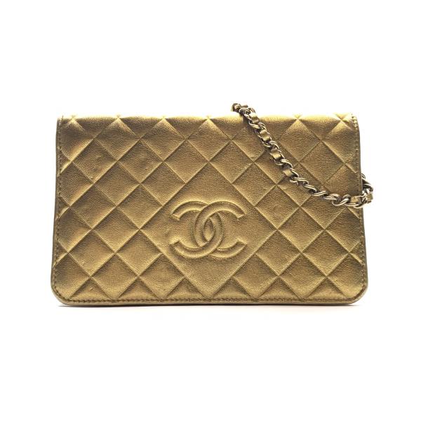 シャネル　ポシェット CHANEL シャネル ココマーク マトラッセ チェーンウォレット ショルダーバッグ ゴールドカラー 金色 ポシェット レディース 管理RY24000121