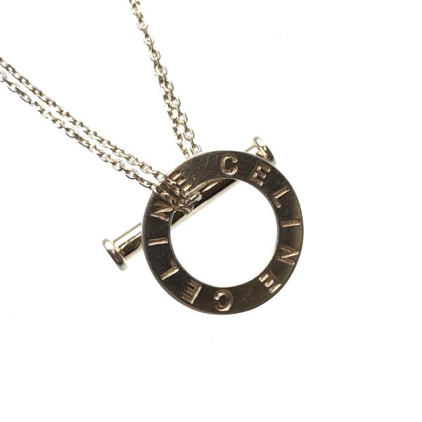 CELINE セリーヌ サークル ネックレス ペンダント シルバー SV925 Wチェーン アクセサリー ジュエリー メンズ レディース 管理RY24001315のサムネイル