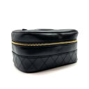 CHANEL シャネル A01618 バニティバッグ ハンドバッグ ピコローレ 黒 ブラック レザー ココマーク ゴールド金具 レディース 管理RY250008...