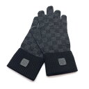ほぼ未使用 LOUIS VUITTON ルイヴィトン M77992 グローブ ネオ プティ ダミエ 手袋 グローブ ウール100% メンズ 防寒具 管理RY25...