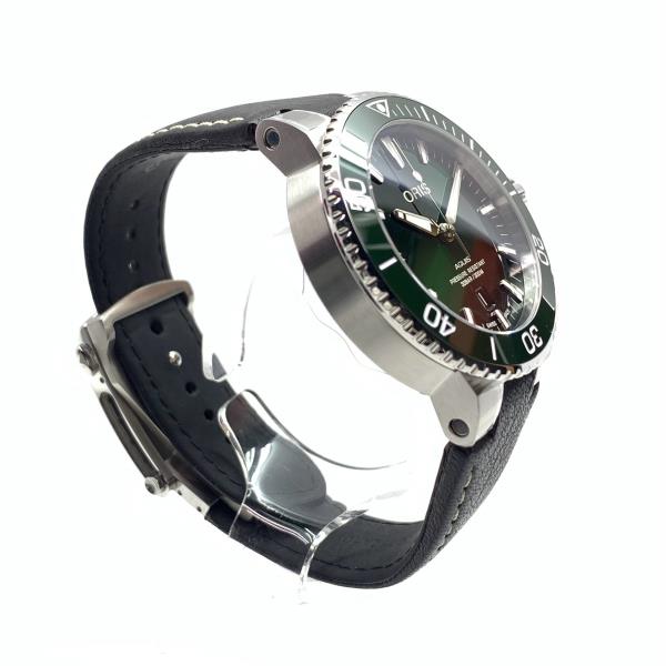 ORIS オリス 腕時計 01 733 7730 4157 アクイス デイト グリーン 緑 ステンレス セラミック レザーバンド 自動巻 メンズ 管理RY25000811