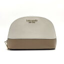 Kate spade ケイトスペード 化粧 コスメ ポーチ マルチケース ファスナー開閉 ホワイト ベージュ 白 ロゴ レディース 管理RY25000936