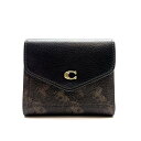COACH コーチ 三つ折り スモール コンパクトウォレット ブラウン ブラック コインケース カードケース PVC レディース 管理RY25001010
