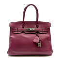 HERMES エルメス バーキン30 トスカ ローズティアン シルバー金具 □O刻印 ハンドバッグ トートバッグ 紫 レザー かばん 管理RY25001687