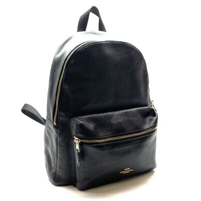COACH コーチ F29004 チャーリー ペプルドレザー バックパック リュックサック デイバッグ 黒 ブラック ファスナー開閉 管理RY25001940