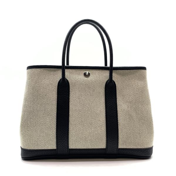 HERMES エルメス ガーデンパーティTPM トワルアッシュ ネゴンダ ハンドバッグ トートバッグ 黒 ブラック A刻印 かばん 管理RY25001739