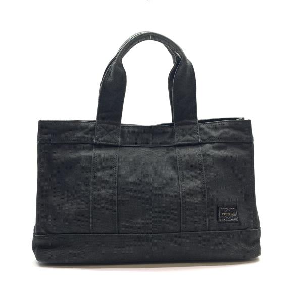 PORTER ポーター ハンドバッグ トートバッグ キャンバス スナップボタン 黒 ブラック チャコール系 レディース メンズ 管理RY25004844