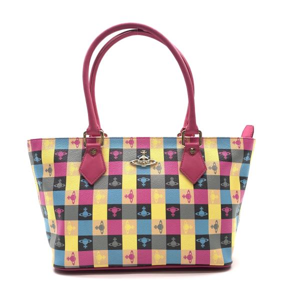 ヴィヴィアンウエストウッド トートバッグ マルチカラー ピンク ファスナー開閉 レザー オーブ レディース かばん 管理RY25005609