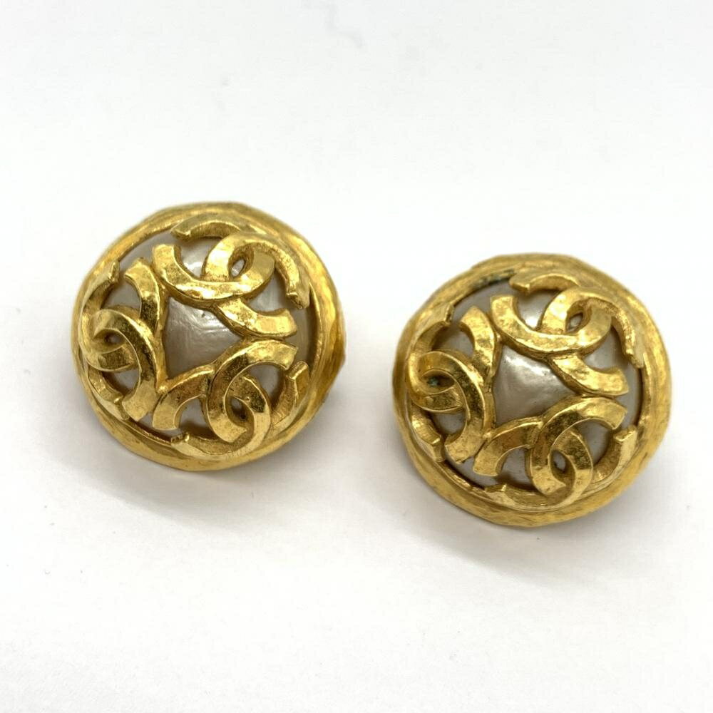 CHANEL シャネル イヤリング 94A トリプルココマーク ヴィンテージ アクセサリー パール ゴールド レディース ブランド 管理RT23443