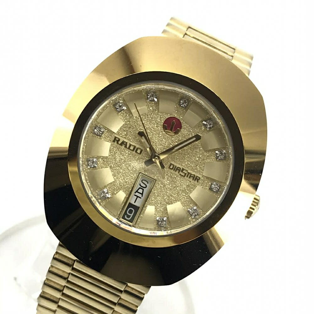 RADO ラドー 648.0413.3 ダイヤスター メンズ 腕時計 自動巻き ゴールド文字盤 11Pダイヤ 3針 デイデイト ステンレス 管理YK23956