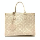 美品 LOUIS VUITTON ルイヴィトン M46128 オンザゴーMM モノグラムアンプラント ローズベージュ ピンク イエロー トートバッグ 管理RT29498