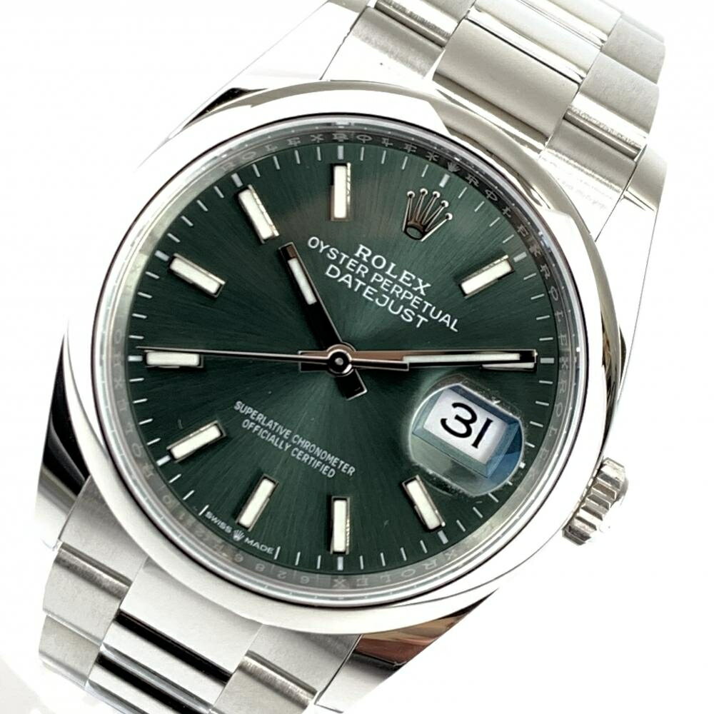オイスター 腕時計（メンズ） ROLEX ロレックス 126200 デイトジャスト36 ミントグリーン バーインデックス オイスターブレス メンズ オートマチック 腕時計 管理YI30638
