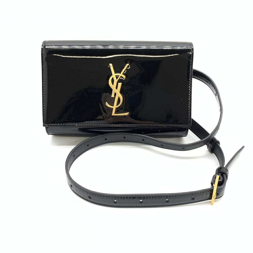 サンローラン 通勤用・ビジネスバッグ レディース Saint Laurent サンローラン Y.S.L 534395 カサンドラ ベルトバッグ レディース ウエストバッグ ポーチ エナメル 黒 ブラック 管理RT33714