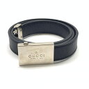 GUCCI グッチ 70・28・037・1766・1230 レザーベルト 黒 ブラック シルバー金具 細身ベルト ロゴ 無地 服飾雑貨 管理HS30958