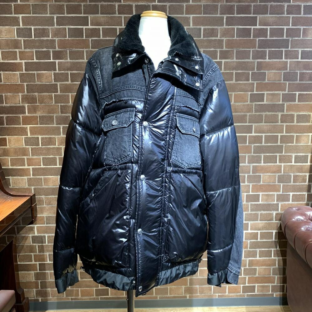 SACAI サカイ デニム ドッキング ナイロン パテッド ジャケット 20-02413 アウター ブルゾン ジャンバー ブラック メンズ 管理HS35362