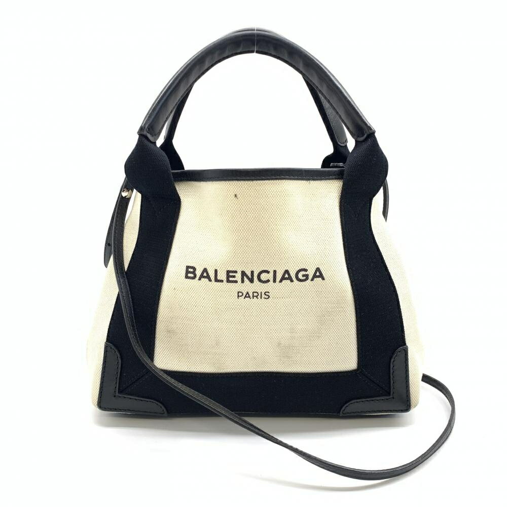 ハンドバッグ BALENCIAGA バレンシアガ 390346 カバスXS 2WAYショルダーバッグ ハンドバッグ キャンバス ホワイト ブラック 白 黒 管理RT36096