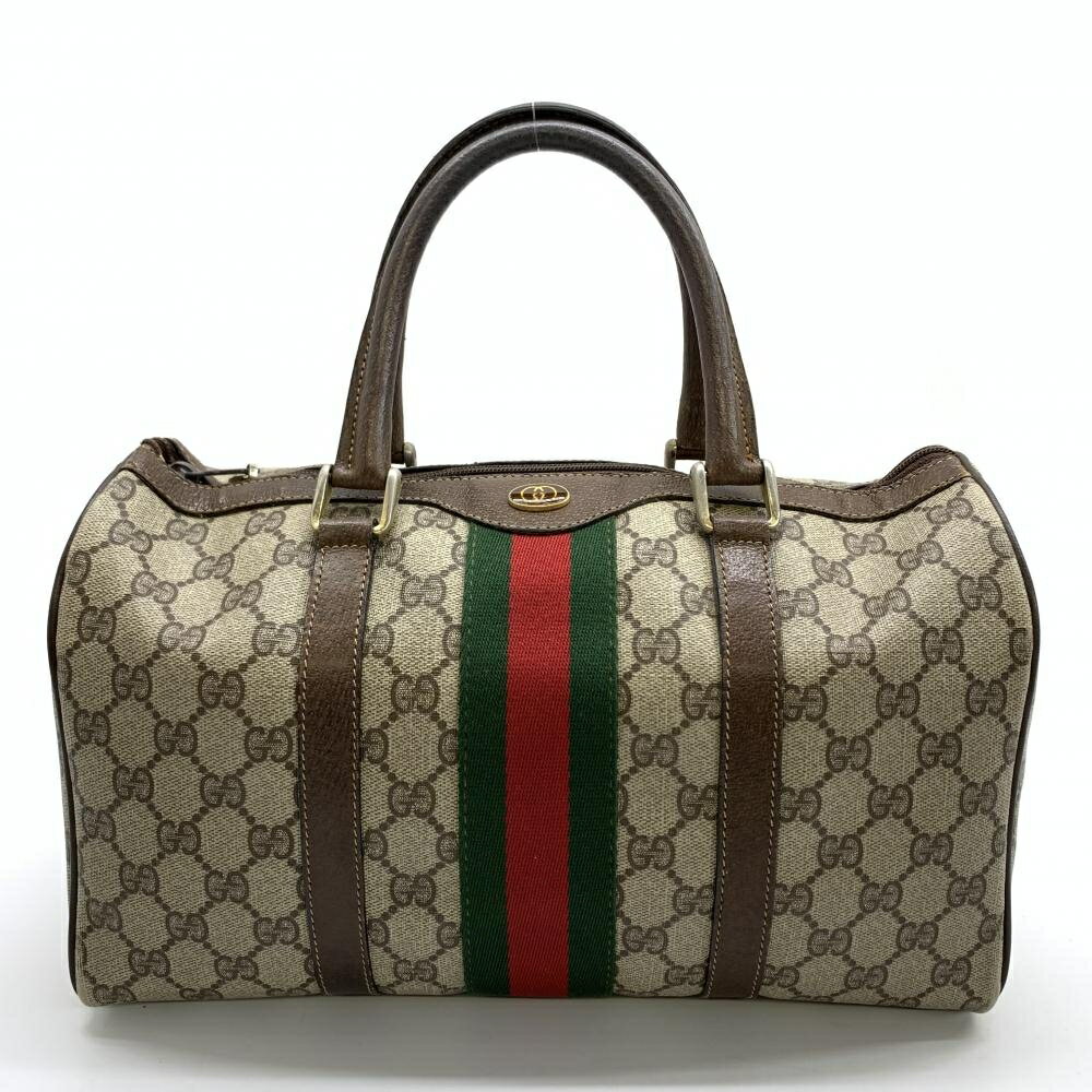 GUCCI グッチ 012.3842 ミニボストンバッグ ハンドバッグ オールドグッチ シェリーライン GG柄 PVC ファスナー開閉 管理HS36405