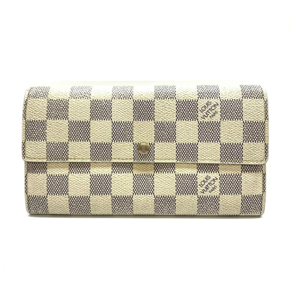 LOUIS VUITTON ルイヴィトン N61735 ポルトフォイユサラ ダミエアズール 二つ折り長財布 ホワイト メンズ レディース 管理RT36421