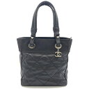 CHANEL シャネル パリビアリッツPM トートバッグ キャンバス 黒 ブラック ココマーク シルバー金具 ハンドバッグ レディース 管理RT36771(4)