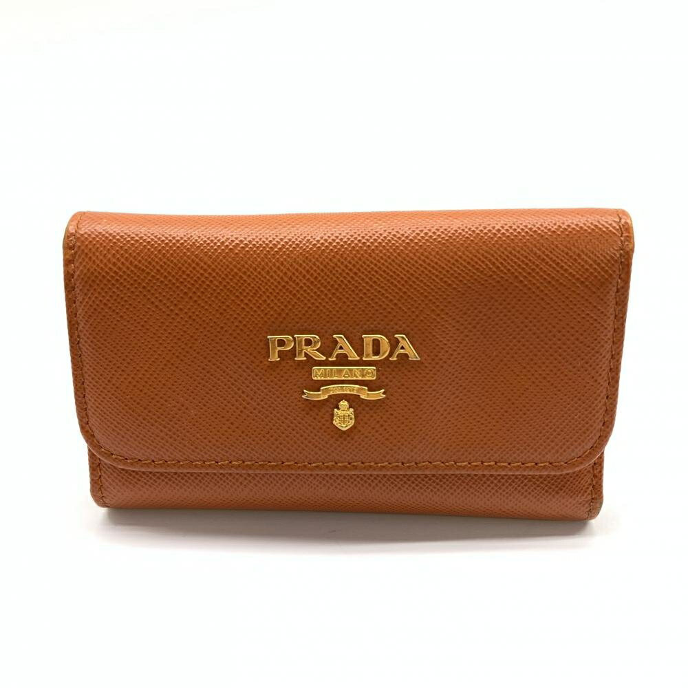 プラダ キーケース PRADA プラダ 1M0222　キーケース 6連 サフィアーノレザー ロゴ オレンジ 鍵 レディース ブランド 管理RT37077