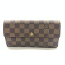 LOUIS VUITTON ルイヴィトン N61726 ポルトフォイユ サラ 旧型 二つ折り長財布 ダミエ ブラウン ボタン開閉 レディース 管理HS38307(4)