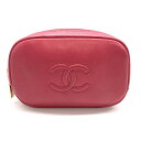 CHANEL シャネル ココマーク レザー ポーチ メイク 化粧品 小物入れ ピンク ゴールド金具 レディース ブランド 管理RT38944