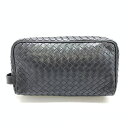 BOTTEGA VENETA ボッテガヴェネタ 174361 イントレチャート セカンドバッグ ポーチ レザー メンズ 黒 ブラック 管理RT39195(4)