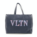 VALENTINO ヴァレンティノ ネオン VLTNロゴ トートバッグ 黒 ブラック キャンバス スタッズ メンズ レディース 管理RT39486(4)