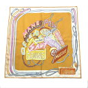 HERMES エルメス カレ45 スカーフ Chevaloscope Neon シュヴァロスコープ ネオン オレンジ系 シルク100% レディース 管理RT40069(4)