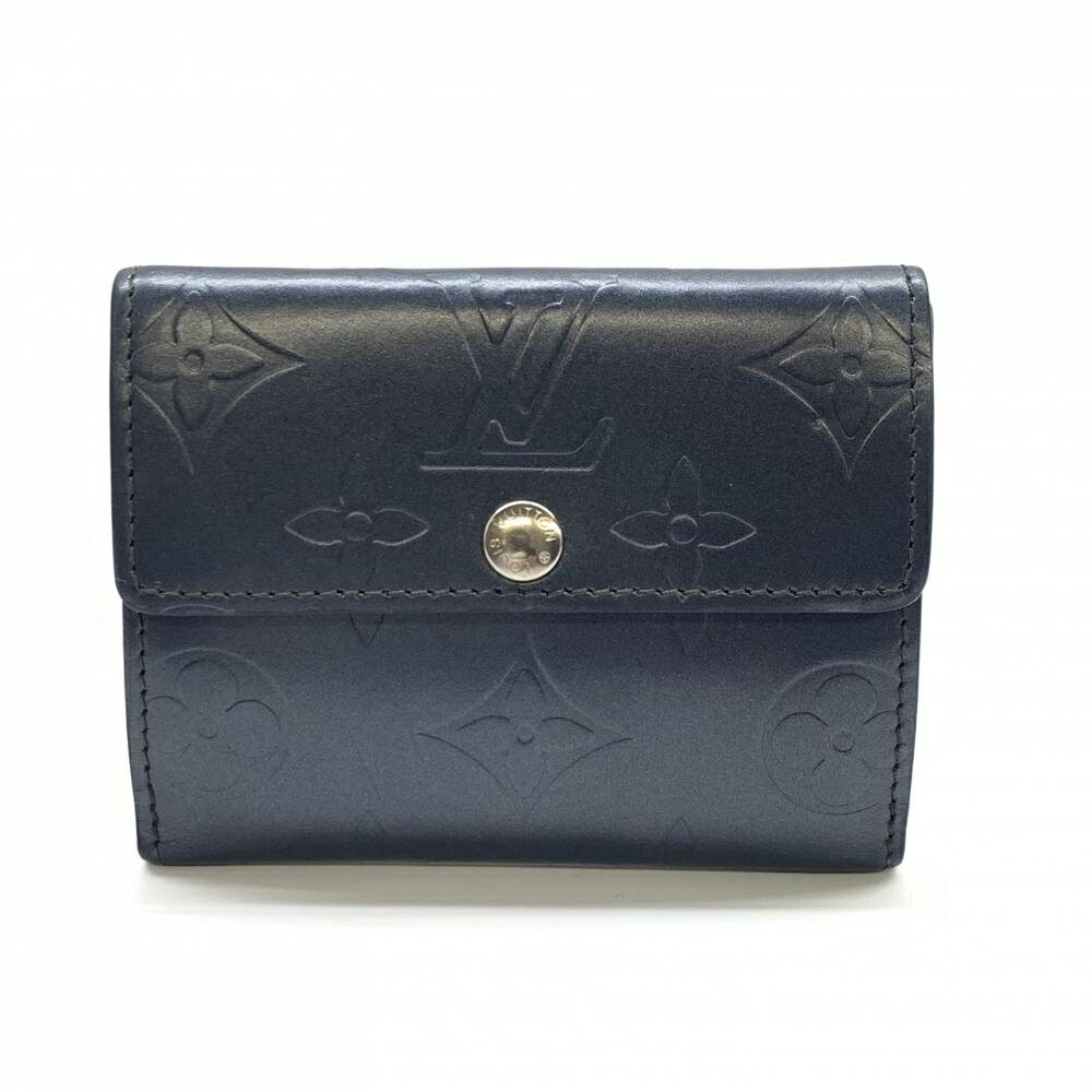 LOUIS VUITTON ルイヴィトン M65122 ラドロー モノグラムマット 二つ折り コインケース カードケース ネイビー系 ホック開閉 管理HS40286ノグラムマット