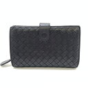 BOTTEGA VENETA ボッテガ・ヴェネタ イントレチャート 二つ折り財布 コンパクト財布 レザー ブラック ホック開閉 メンズ 管理HS40531