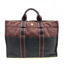 HERMES フールトゥMM トートバッグ ハンドバッグ キャンバス ブラック バイカラー シルバー金具 ホック開閉 ユニセックス 管理HS40688
