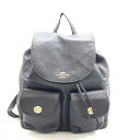 COACH コーチ F29008 ペブルド ビリー バッグパック リュックサック レザー ブラック ゴールド金具 マグネット開閉 レディース 管理HS40752