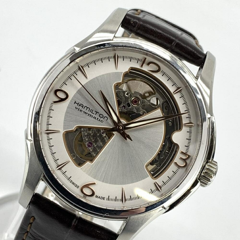 HAMILTON ハミルトン Jazz Master ジャズマスター H325651 Open Heart Auto オープンハート 40mm ビューマチック オートマチック シースルーバック レザーブレスレット Dバックル 管理YI36967