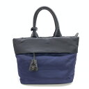 PRADA プラダ 1BG959 ナイロン トートバッグ ハンドバッグ 紺 黒 ネイビー ブラック ファスナー開閉 シンプル 通勤通学 管理RT43393