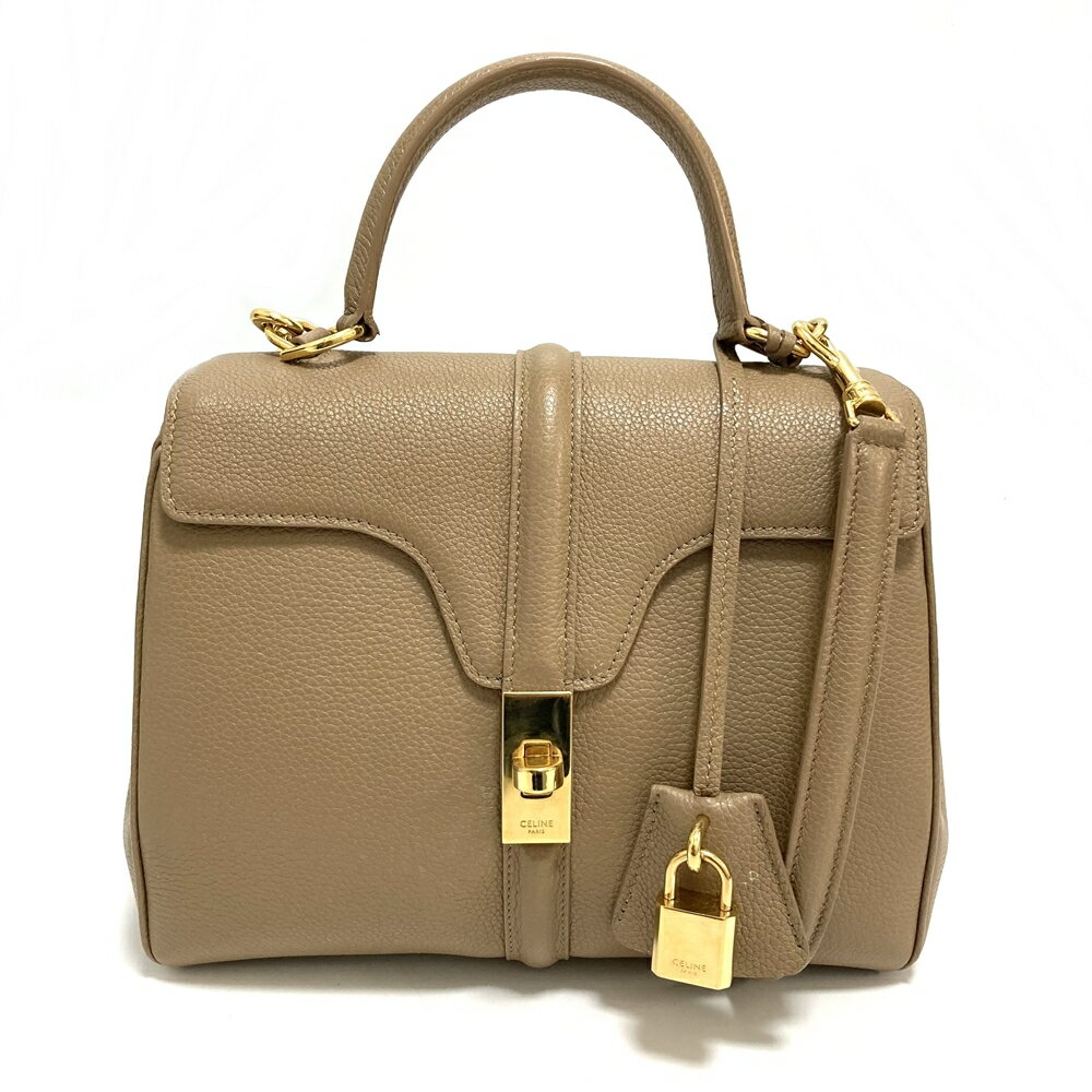 セリーヌ【CELINE】16 セーズ スモール ハンドバッグ ショルダーバッグ 2way レディース ベージュ キャメル USED：A 【中古】かんてい局亀有店のサムネイル
