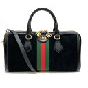 グッチ【GUCCI】オフィディア スエード GGミディアム ハンドバッグ ショルダーバッグ ブラック スウェード シェリーライン 524532 USED:B【中...