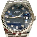 ロレックスデイトジャスト36　126234G　自動巻（Cal.3235）メンズ腕時計　ブライトブルーフルーテッドモチーフ10Pダイヤ（SS/WG ）ジュビリーブレス　USED-S　かんてい局亀有店