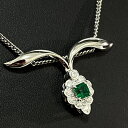 PT900トップ PT850チェーン エメラルド ネックレス プラチナ E/0.46ct メレダイヤ/0.3ct 約13.1g 豪華 ヴィンテージ ゴージャス 派手 資産 18203