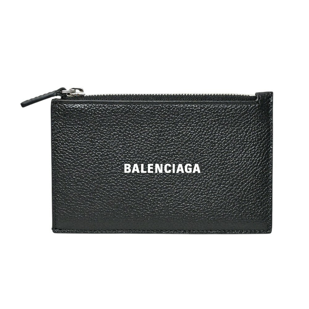 BALENCIAGA【バレンシアガ】640535 1lZl3 1090　コイン＆カードケース　カーフレザー　ブラック×ホワイト　シルバーカラー金具　メンズ【中古】【松戸】(4)