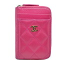 CHANEL【シャネル】コインケース キャビアスキン マトラッセ ピンク系 ラウンドファスナー式開閉 レディース【中古】【松戸】