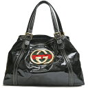 GUCCI【グッチ】ニューブリッド インターロッキング 162094 トートバッグ エナメル ブラック GG レディース【中古】【松戸】(4)