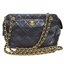 CHANEL【シャネル】チェーンショルダーバッグ マトラッセ ブラック レディース【中古】