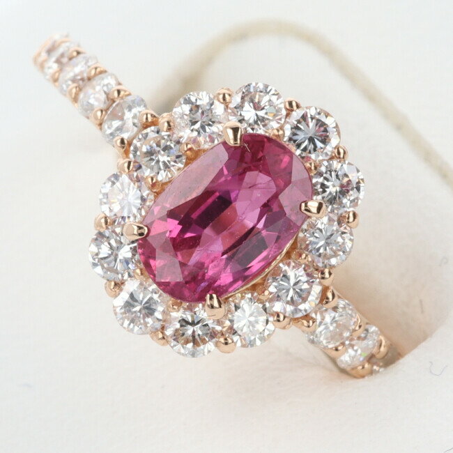 【中古】■K18PGルビー付きダイ...