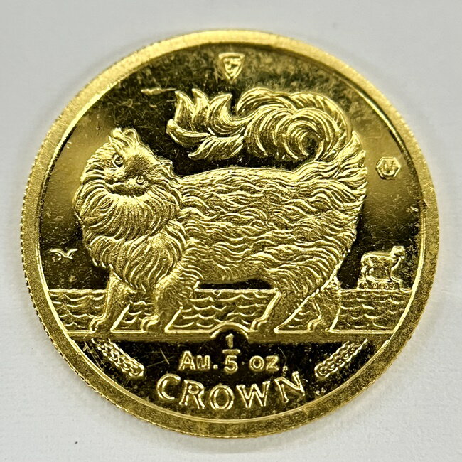 K24　マン島キャットコイン　1/5OZ　約6.2g　オンスコイン　　　ネコ　猫　資産　コレクション　地金　gold　猫　24金　純金　ユニセックス　エリザベス2　1993年　【中古】tのサムネイル