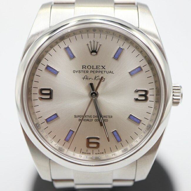 【R3年8月OH・新品仕上げ済】ロレックス【ROLEX】114200 エアキング SS/ステンレススチール ブルーインデックス M番 自動巻き シルバー文字盤 メンズ/男性 ボーイズ ギフト プレゼント【中古】h