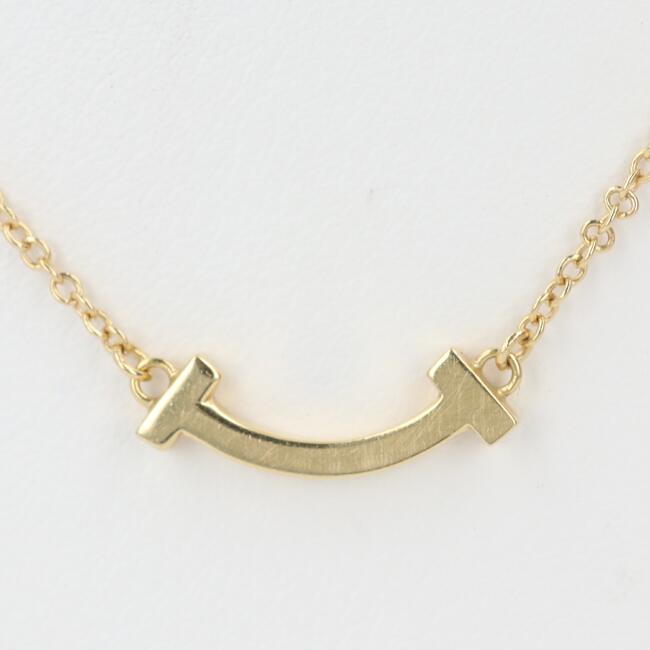 ■ティファニー【Tiffany＆Co.】K18YG/750 マイクロ スマイルT ネックレス ミニ 約2.3g/約45cm イエローゴールド レディース/女性 スマイルモチーフ 笑顔 ブランド アクセサリー ジュエリー ギフト プレゼント 贈り物 お祝い【中古】hのサムネイル