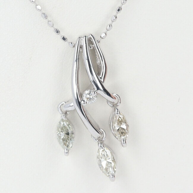 ■K18WG ダイヤモンド付ネックレス D0.37ct/MD0.03ct 約3.1g/約40cm ホワイトゴールド ダイア 豪華 ネックレス 可愛い レディース 女性 ギフト プレゼント 贈り物【中古】h